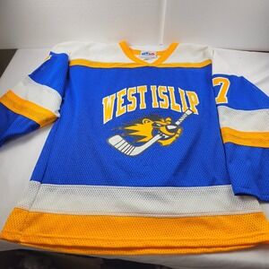 Athletic Knit West Islip Lions Hockey Jersey Mens L Blue #7 Made Canada VTG